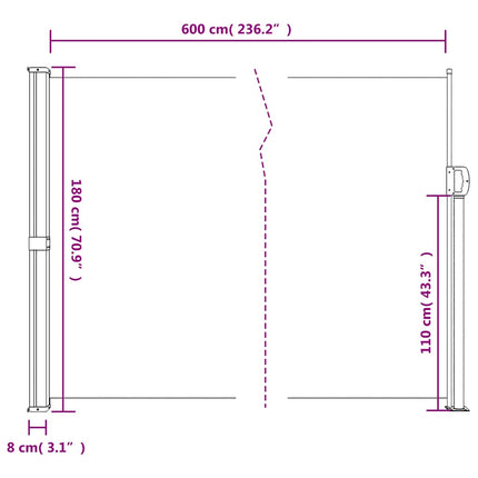 sammenrullelig sidemarkise 180x600 cm cremefarvet