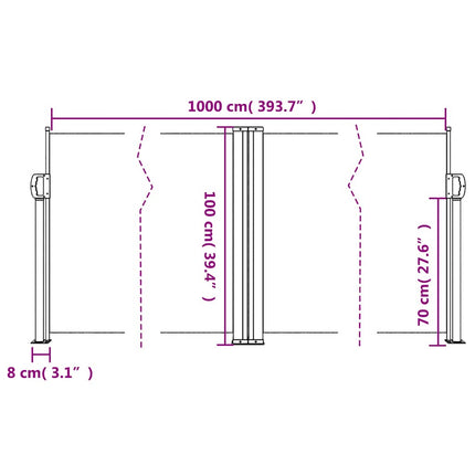 sammenrullelig sidemarkise 100 x 1000 cm sort