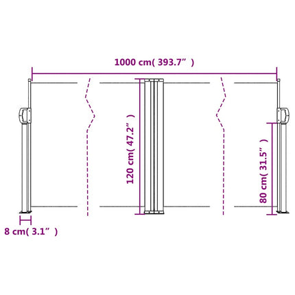 sammenrullelig sidemarkise 120 x 1000 cm rød