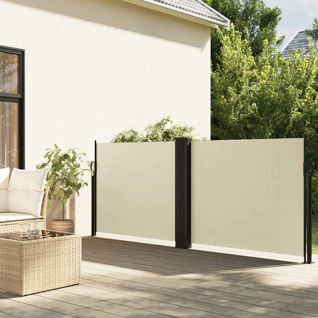 sidemarkise 120x1000 cm sammenrullelig cremefarvet