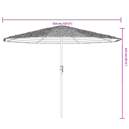 parasol med stålstang 324x324x247 cm hvid