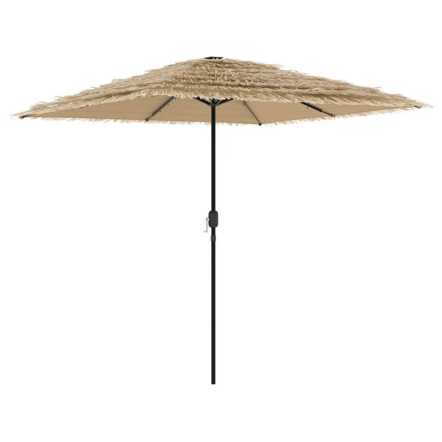 haveparasol med LED-lys og stålstang 248x248x248 cm brun