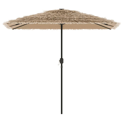 haveparasol med LED-lys og stålstang 248x248x248 cm brun