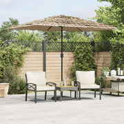 haveparasol med LED-lys og stålstang 248x248x248 cm brun