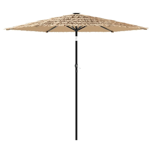 haveparasol med LED-lys og stålstang 268x268x226 cm brun