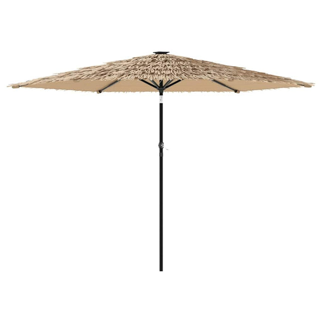 haveparasol med LED-lys og stålstang 288x288x225 cm brun