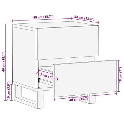 sengebord 40x34x46 cm massivt ru mangotræ