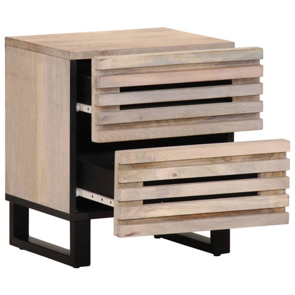sengebord 40x34x46 cm massivt bleget mangotræ