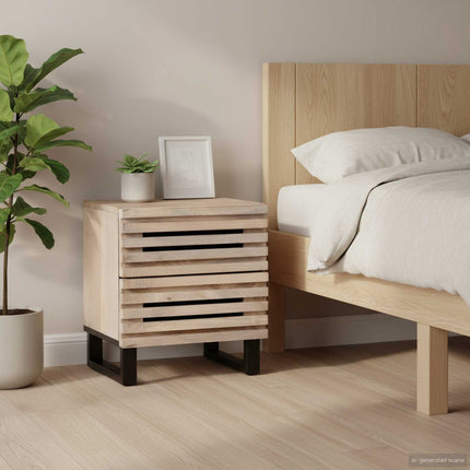 sengebord 40x34x46 cm massivt bleget mangotræ