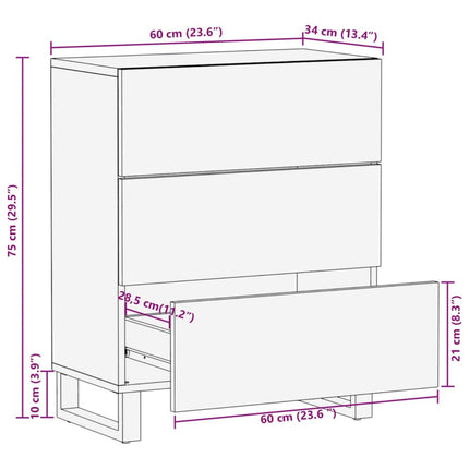 skænk 60x34x75 cm massivt mangotræ hvid