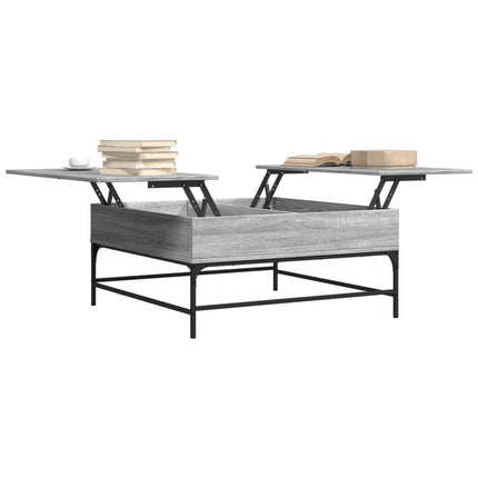 sofabord 95x95x45 cm konstrueret træ og metal grå sonoma-eg