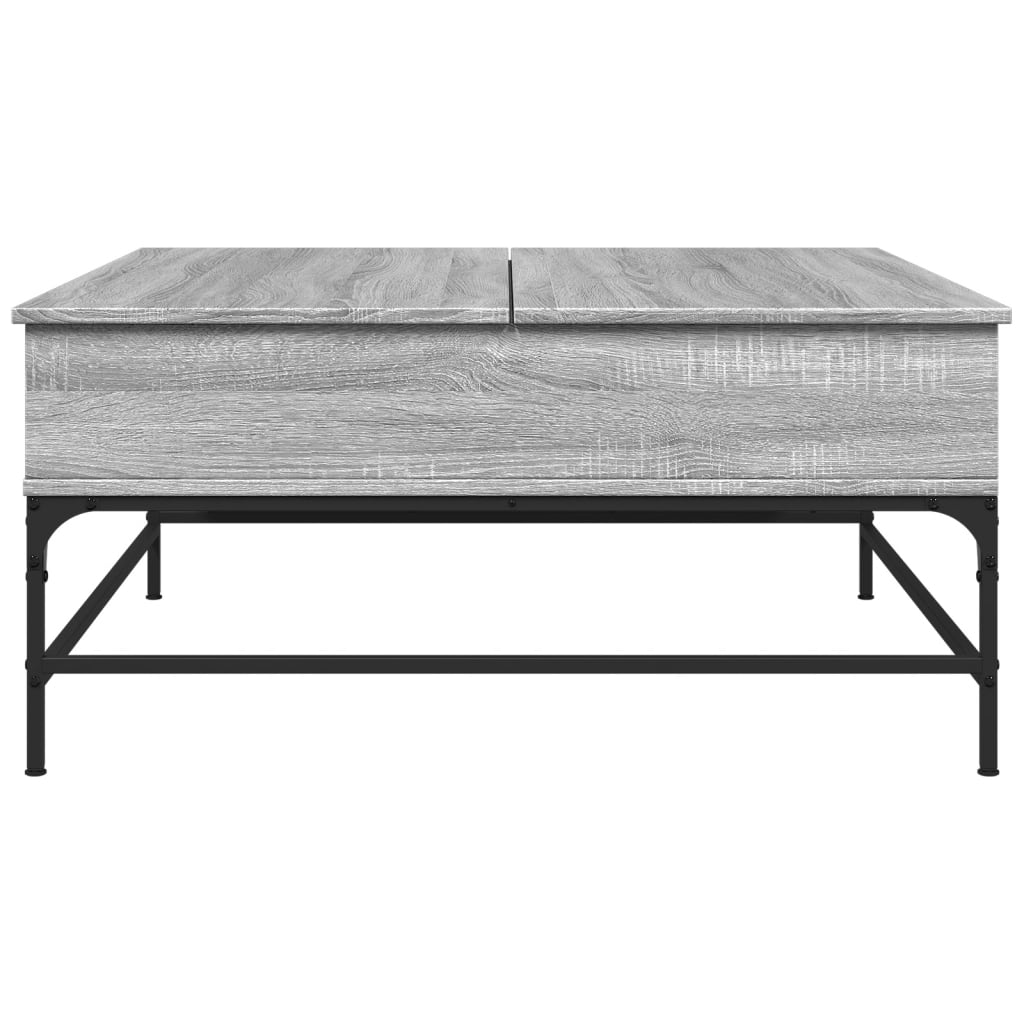 sofabord 95x95x45 cm konstrueret træ og metal grå sonoma-eg