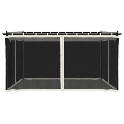 pavillon 4x3m mesh-vægge stål cremefarvet