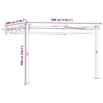 Pavillon 300 x 300 x 200 cm Antracit Polyester