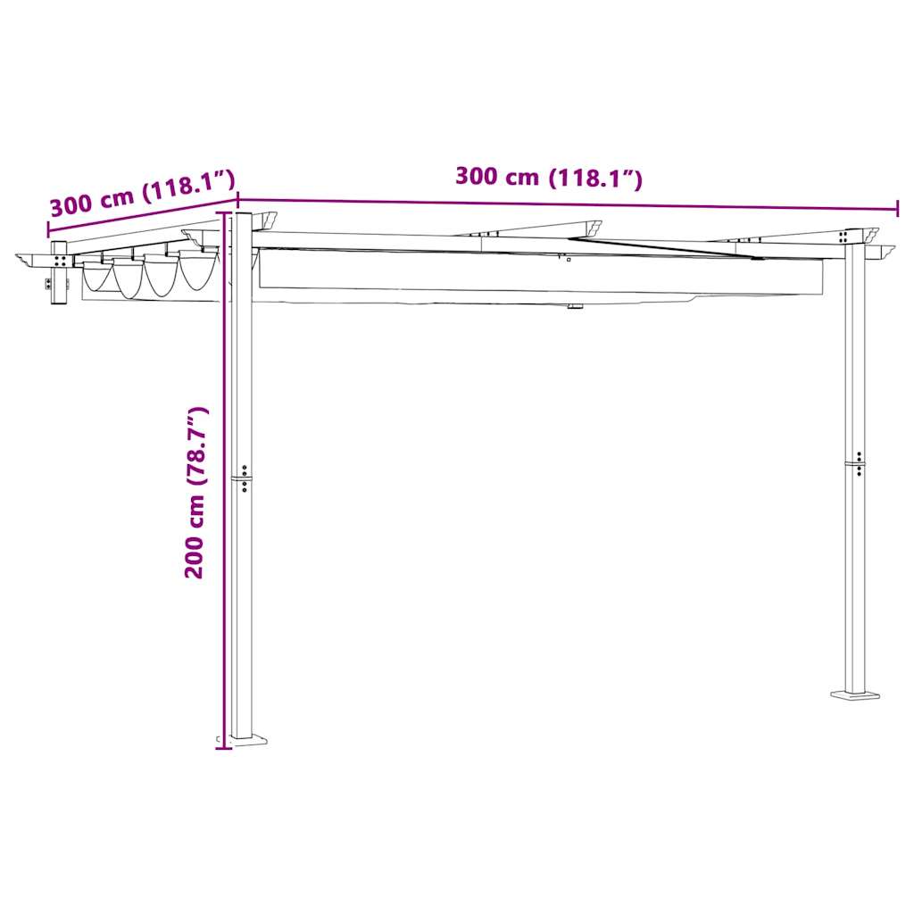 Pavillon Antracit 300 x 300 x 200 cm Polyester