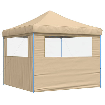 pop op-festtelt med 2 sidevægge foldbart beige