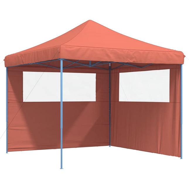 foldbart pop-up festtelt med 2 sidevægge terracotta