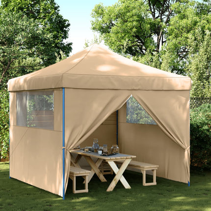 foldbart pop-up festtelt med 4 sidevægge beige