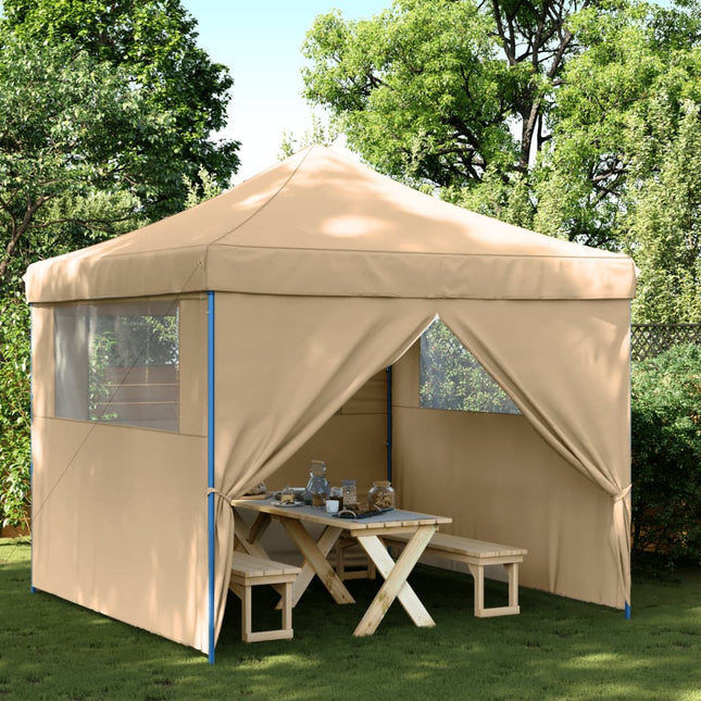 foldbart pop-up festtelt med 4 sidevægge beige