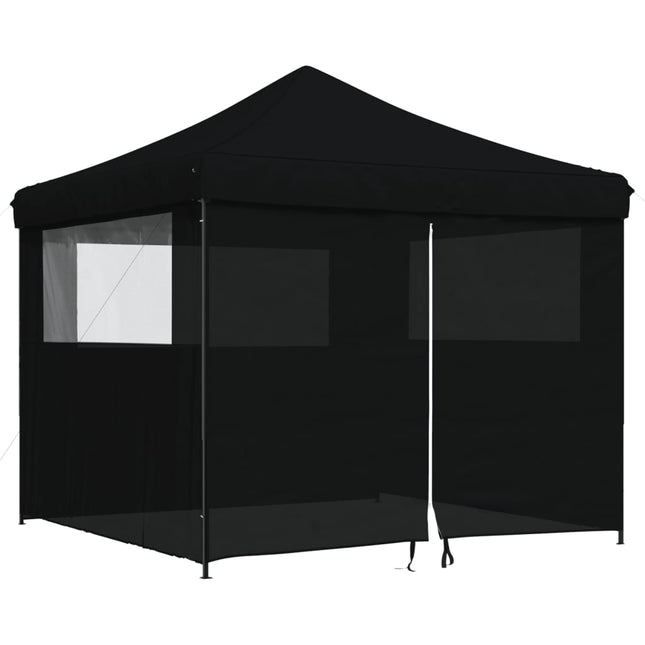foldbart pop-up festtelt med 4 sidevægge sort