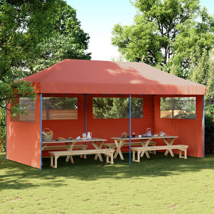 foldbart pop-up festtelt med 3 sidevægge terracotta