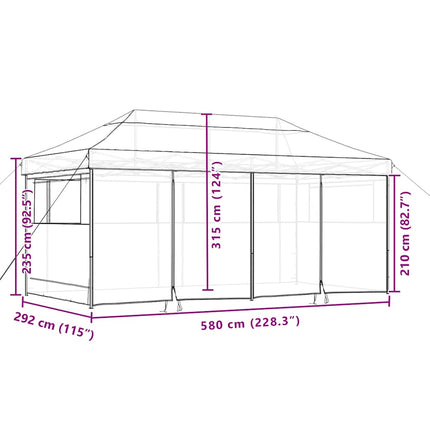 foldbart pop up-festtelt med 4 sidevægge gråbrun