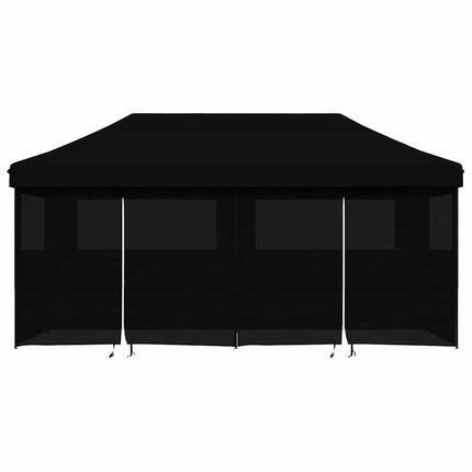 foldbart pop-up festtelt med 4 sidevægge sort
