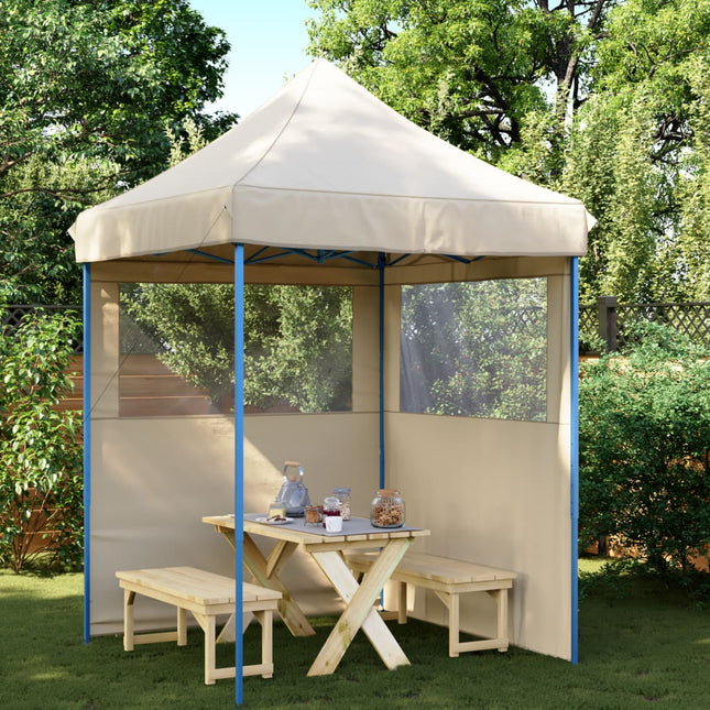 pop op-festtelt med 2 sidevægge foldbart beige