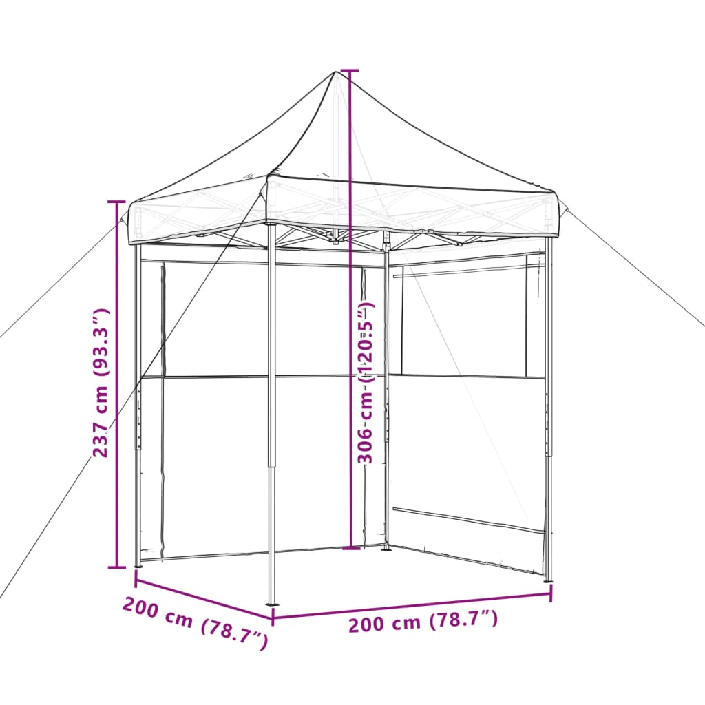 foldbart pop-up festtelt med 2 sidevægge orange