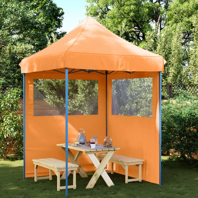 foldbart pop-up festtelt med 2 sidevægge orange