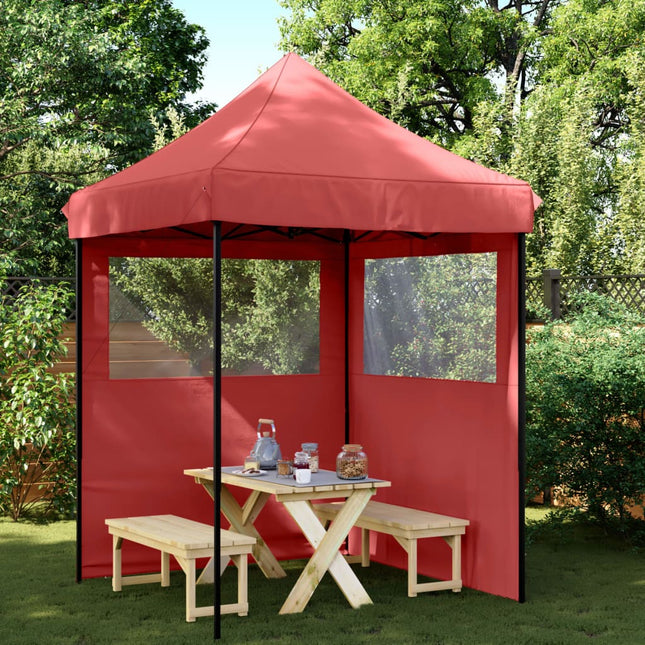 foldbart pop up-festtelt med 2 sidevægge bordeaux