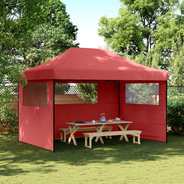foldbart pop up-festtelt med 3 sidevægge bordeaux