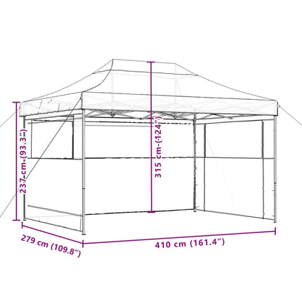 foldbart pop-up festtelt med 3 sidevægge terracotta
