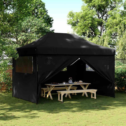 foldbart pop-up festtelt med 4 sidevægge sort