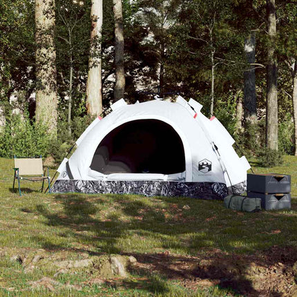 4-personers campingtelt quick-release mørklægning hvid