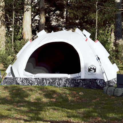 4-personers campingtelt quick-release mørklægning hvid