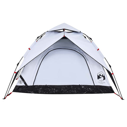 3-personers campingtelt kuppel quick-release mørklægning hvid