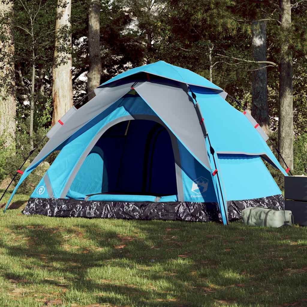 5-personers kuppeltelt med quick-release - blå campingtelt