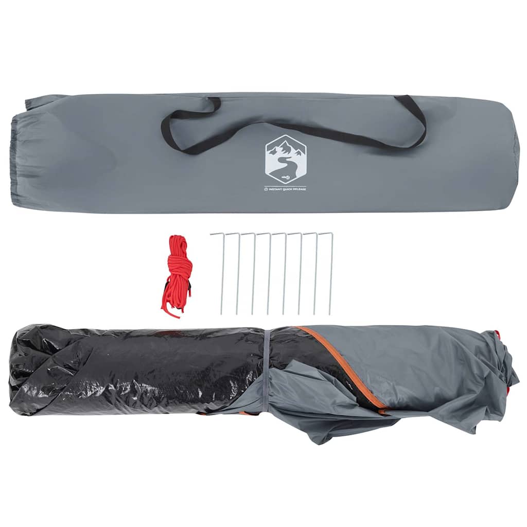 3-personers campingtelt kuppel quick-release grå og orange