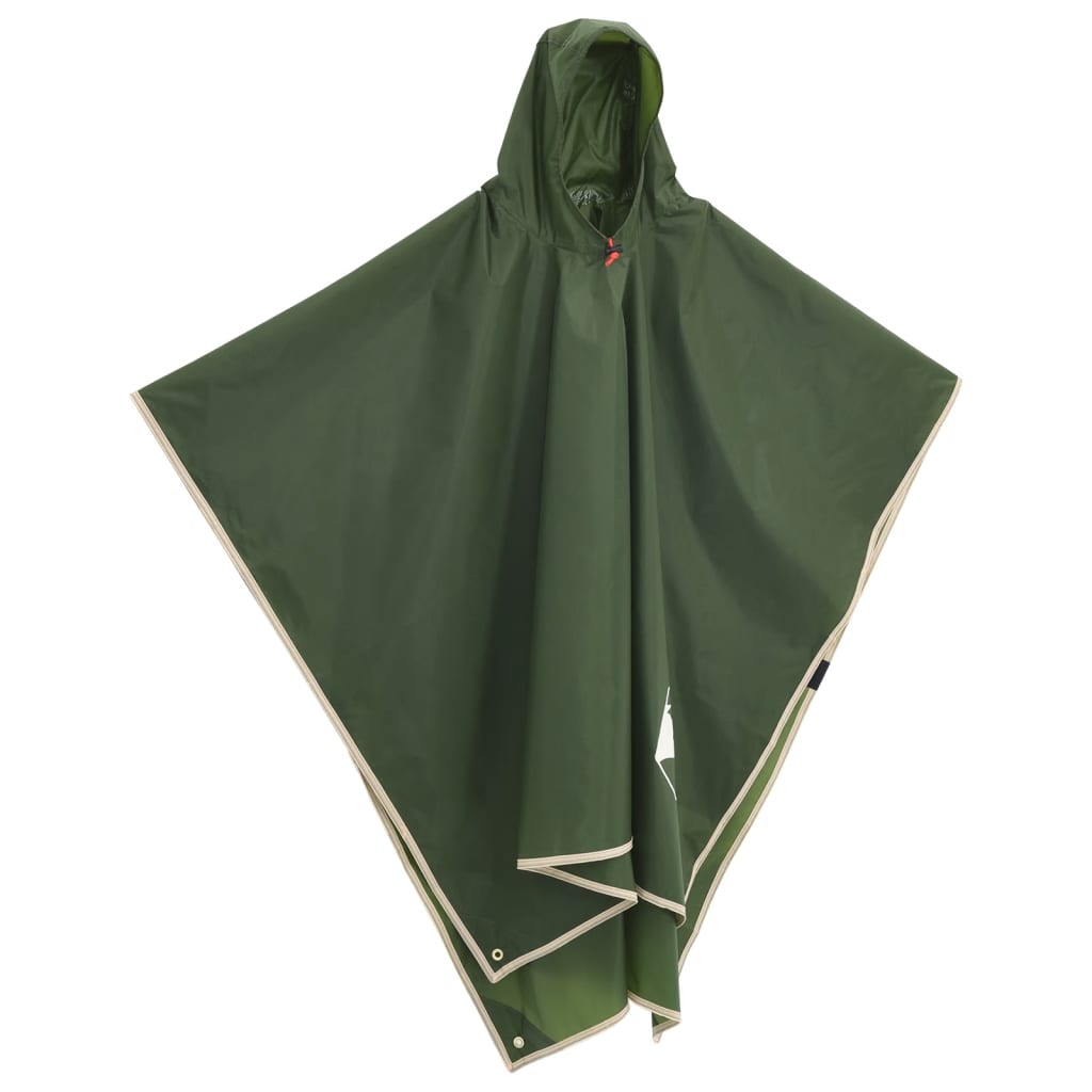regnponcho med hætte 223x145 cm 2-i-1 design grøn