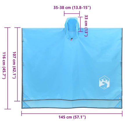 regnponcho med hætte 223x145 cm 2-i-1 design blå