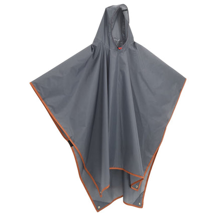 regnponcho med hætte 223x145 cm 2-i-1 design grå og orange