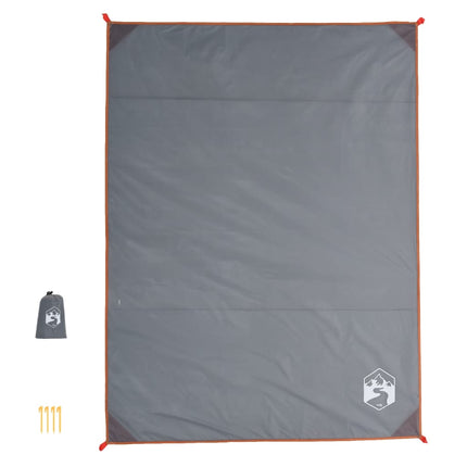 picnictæppe med pløkker 205x155 cm grå og orange