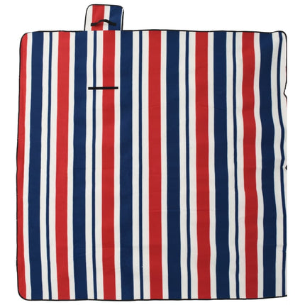 picnictæppe 200x200 cm foldbart fløjl stribet rød og blå