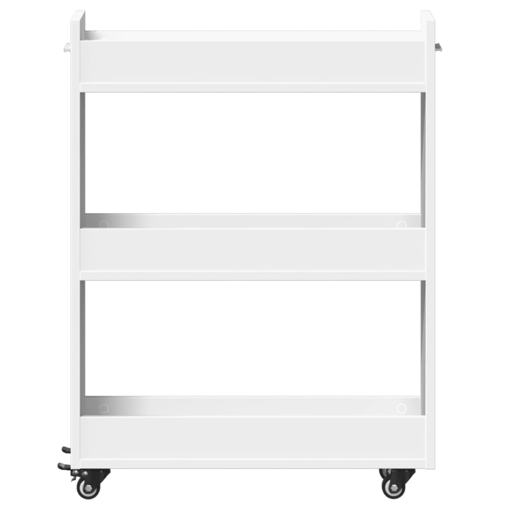 skab med hjul 60x22x79 cm konstrueret træ hvid