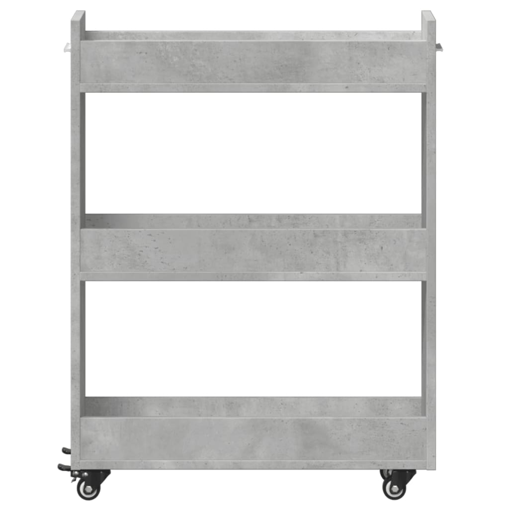 skab med hjul 60x22x79 cm konstrueret træ betongrå