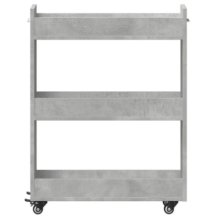 skab med hjul 60x22x79 cm konstrueret træ betongrå