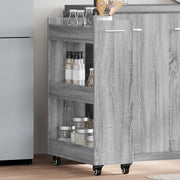skab med hjul 60x22x79 cm konstrueret træ grå sonoma-eg