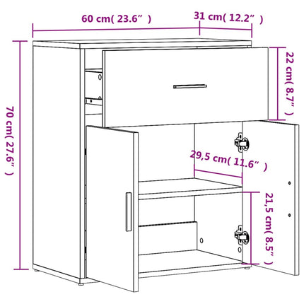 skænk 60x31x70 cm konstrueret træ betongrå