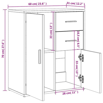 skænk 60x31x70 cm konstrueret træ hvid